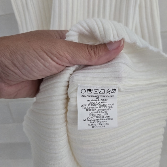 Ramy Brook $425 Pilar Rib-Knit Cutout Twist Bodycon Midi Long Sleeve Dress White - Picture 5 of 8